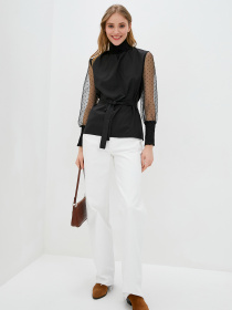 Блуза ISSA Plus модель SA-105_black Блуза ISSA Plus модель SA-105_black Фото