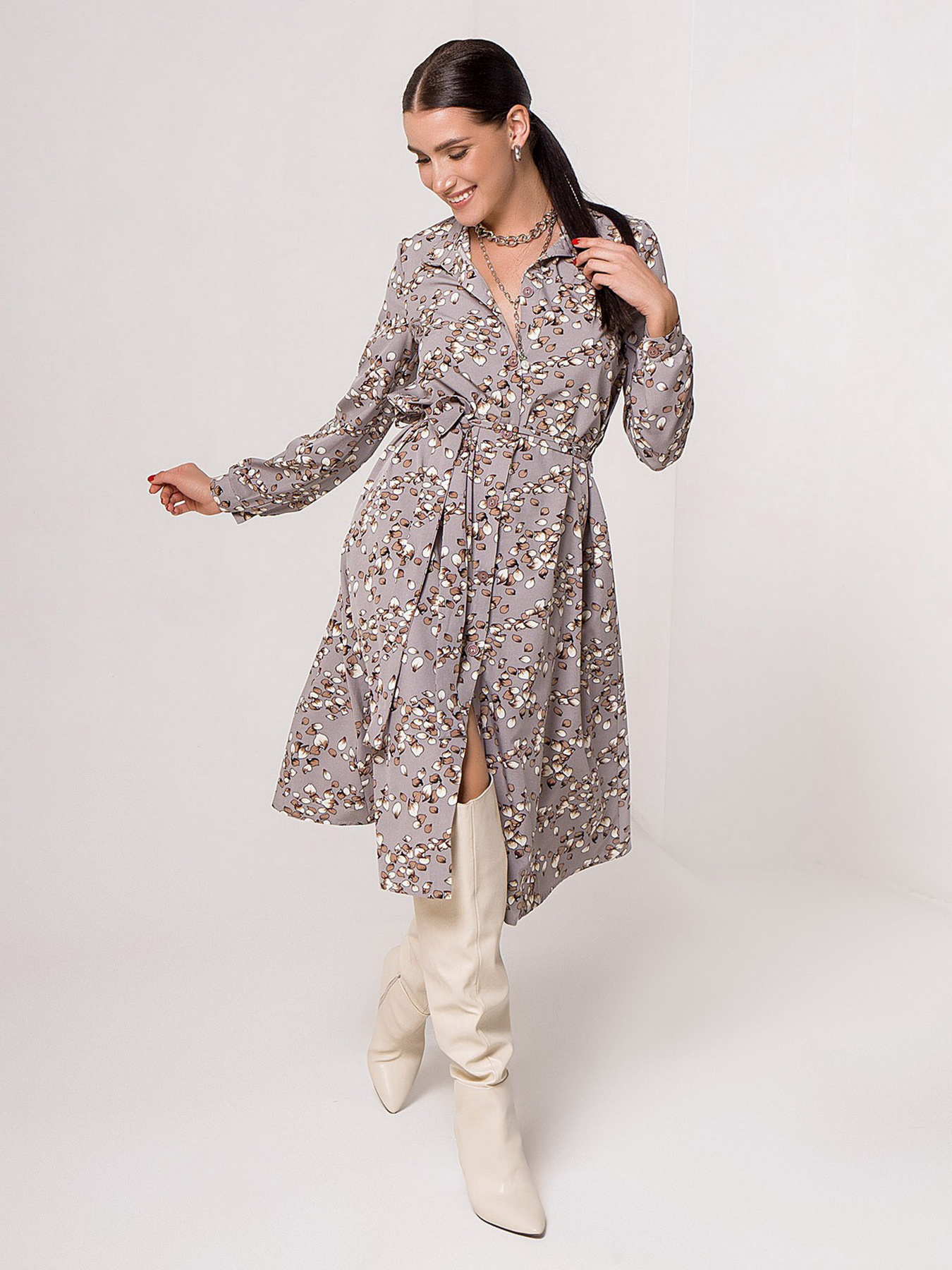 Платье миди ISSA Plus модель 13134_grey Фото