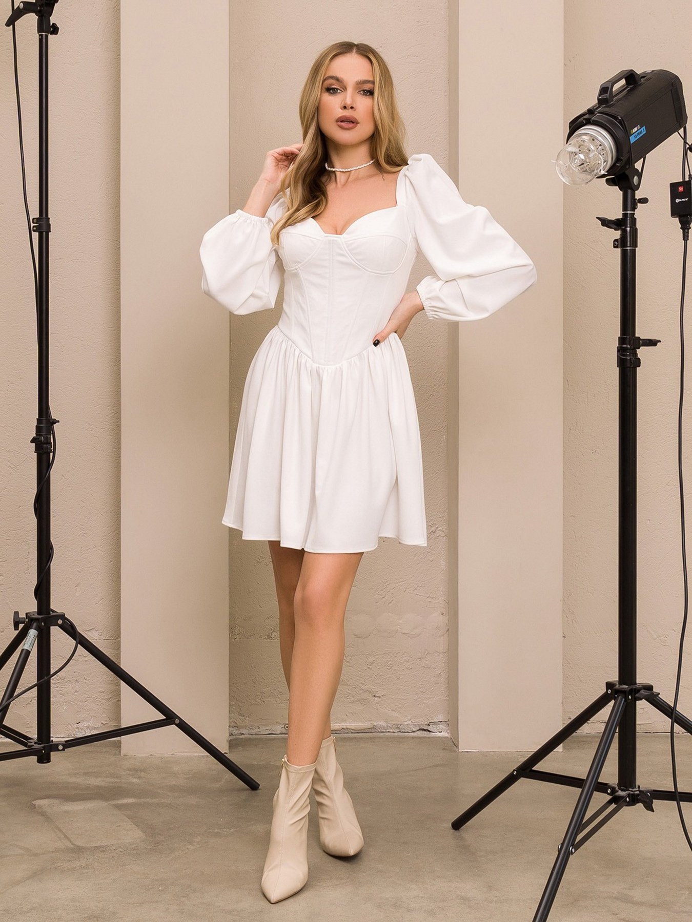 Платье мини ISSA Plus модель 13185_milky Фото