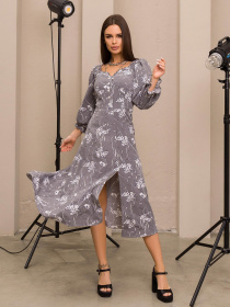 Платье миди ISSA Plus модель SA-371_grey Фото